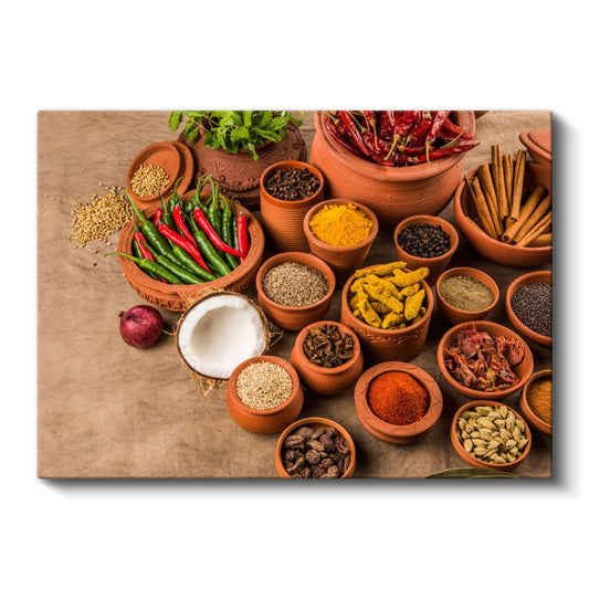 Baharat Şöleni - Geleneksel Toprak Kaplarda Sunulan Lezzetler Kanvas Tablo