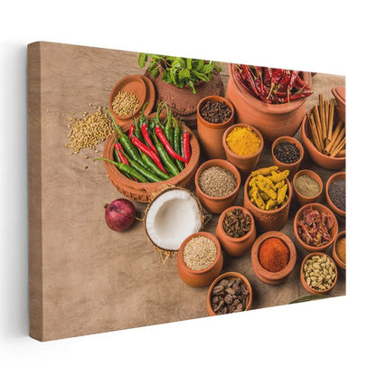 Baharat Şöleni - Geleneksel Toprak Kaplarda Sunulan Lezzetler Kanvas Tablo