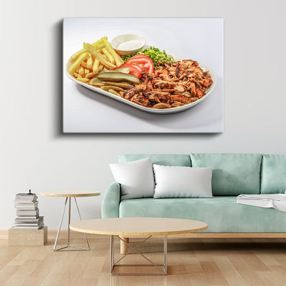 Tavuk Porsiyon - Patates Kızartması ve Garnitürlerle Sunulan Lezzet Kanvas Tablo