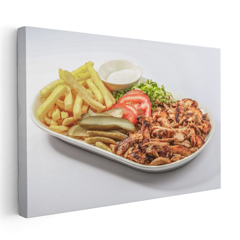 Tavuk Porsiyon - Patates Kızartması ve Garnitürlerle Sunulan Lezzet Kanvas Tablo