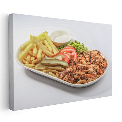 Tavuk Porsiyon - Patates Kızartması ve Garnitürlerle Sunulan Lezzet Kanvas Tablo