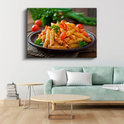 Penne Makarna - Domates Soslu İtalyan Lezzeti Kanvas Tablo