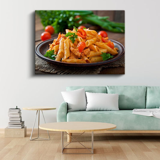 Penne Makarna - Domates Soslu İtalyan Lezzeti Kanvas Tablo