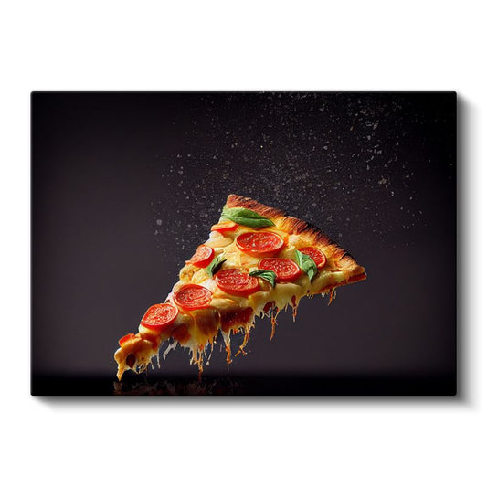 Pizza Dilimi - Eriyen Peynir ve Domates Harmonisi Kanvas Tablo
