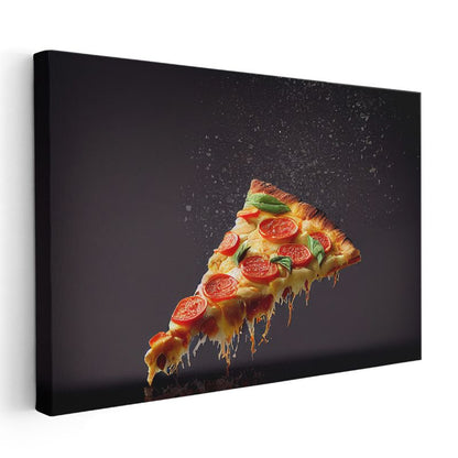 Pizza Dilimi - Eriyen Peynir ve Domates Harmonisi Kanvas Tablo