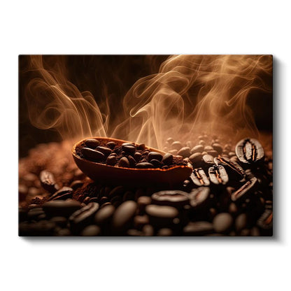Kahve Çekirdekleri - Buğusu Tüten Aromalı Taneler Kanvas Tablo