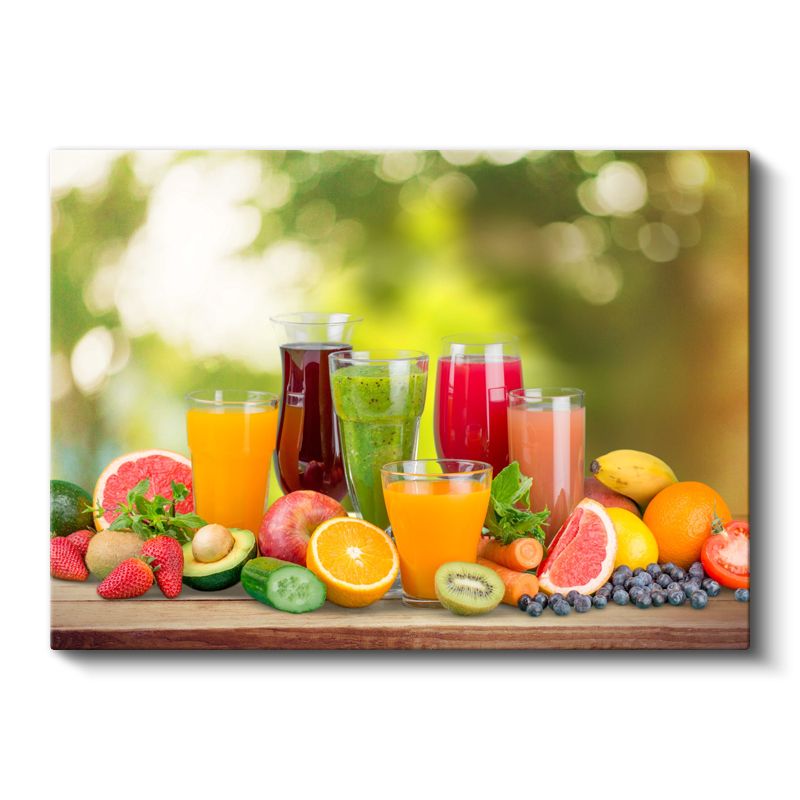Taze Meyve Suları - Renkli İçecekler ve Meyveler Şöleni Kanvas Tablo