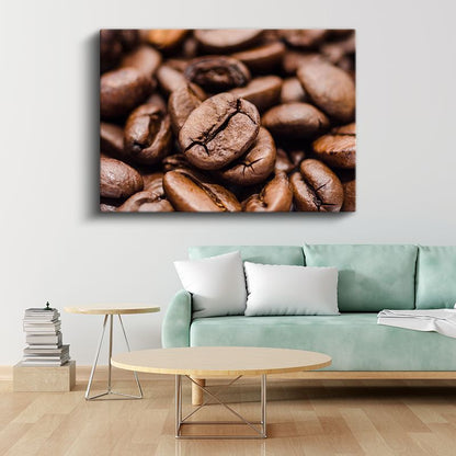 Kahve Çekirdekleri - Yakın Çekim Aromalı Taneler Kanvas Tablo