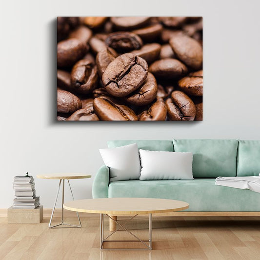Kahve Çekirdekleri - Yakın Çekim Aromalı Taneler Kanvas Tablo