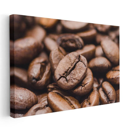 Kahve Çekirdekleri - Yakın Çekim Aromalı Taneler Kanvas Tablo
