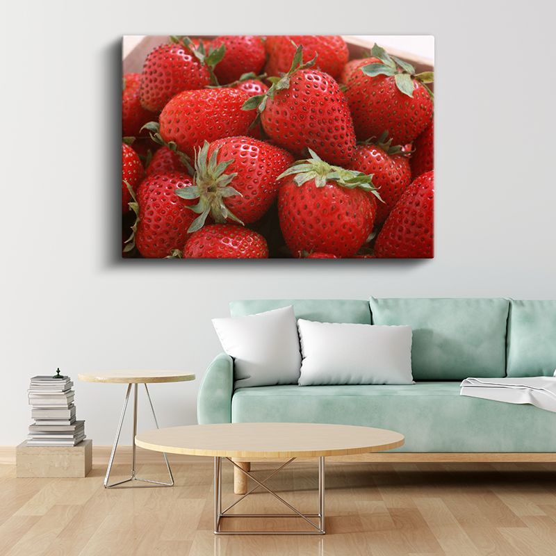 Kırmızı Çilekler - Taze Yaz Meyvesi Kanvas Tablo
