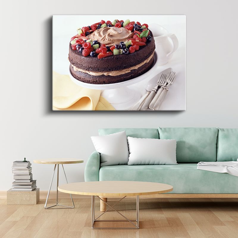 Meyveli Çikolata Pastası - Özel Tatlı Sunumu Kanvas Tablo