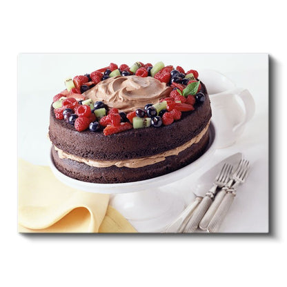 Meyveli Çikolata Pastası - Özel Tatlı Sunumu Kanvas Tablo
