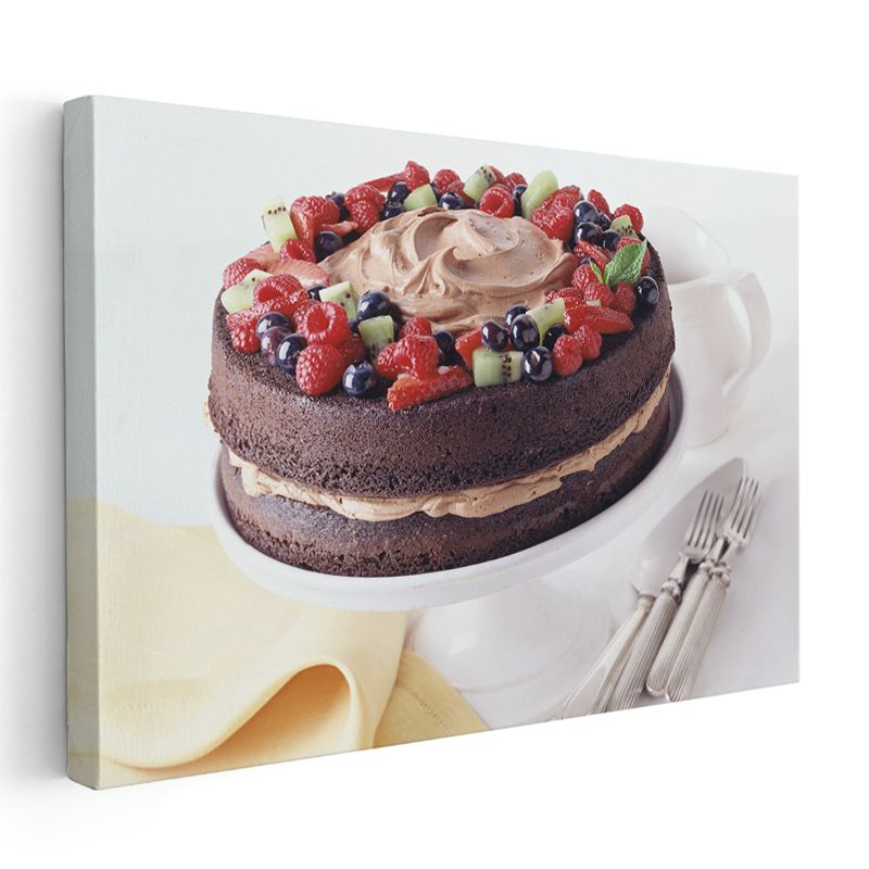 Meyveli Çikolata Pastası - Özel Tatlı Sunumu Kanvas Tablo