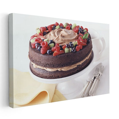 Meyveli Çikolata Pastası - Özel Tatlı Sunumu Kanvas Tablo