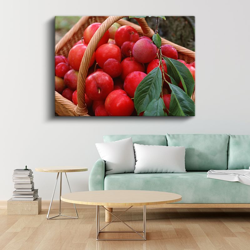Kırmızı Elma Hasadı - Taze Meyve Sepeti Kanvas Tablo