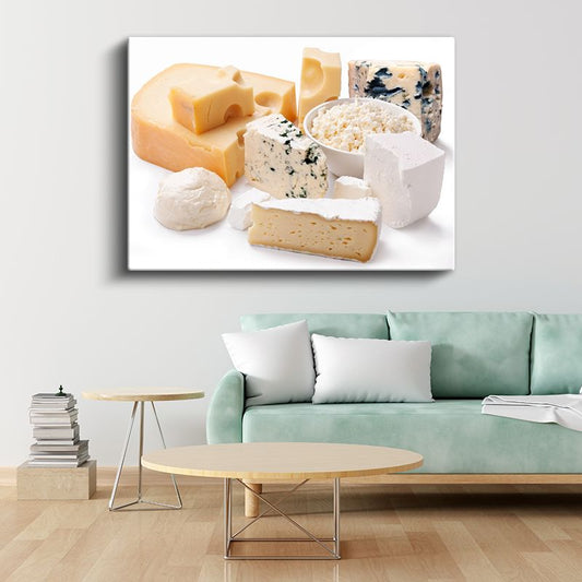 Beyaz Peynirler - Farklı Dokular ve Çeşitler Kanvas Tablo