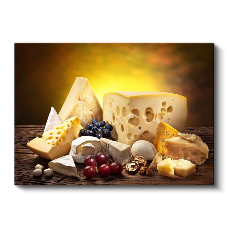 Gurme Peynirler - Üzüm ve Kuruyemiş Eşliğinde Kanvas Tablo