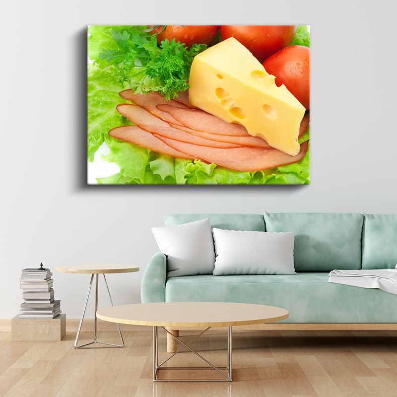 Kahvaltı Tabağı - Peynir ve Jambon Çeşitleri Kanvas Tablo
