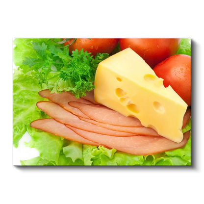 Kahvaltı Tabağı - Peynir ve Jambon Çeşitleri Kanvas Tablo