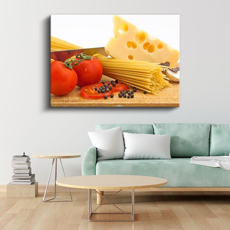 İtalyan Mutfağı - Makarna ve Peynir Kompozisyonu Kanvas Tablo