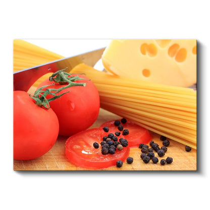 Akdeniz Lezzetleri - Domates ve Peynir Eşliğinde Makarna Kanvas Tablo