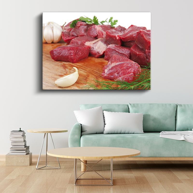 Taze Et Parçaları - Sarımsaklı Lezzetli Kuşbaşı Kanvas Tablo