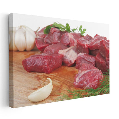 Taze Et Parçaları - Sarımsaklı Lezzetli Kuşbaşı Kanvas Tablo