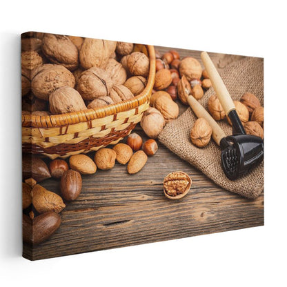 Kuruyemiş Çeşitleri - Geleneksel Kırıcı İle Kanvas Tablo