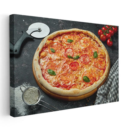 İtalyan Pizzası - Domates Dilimli Margherita Kanvas Tablo