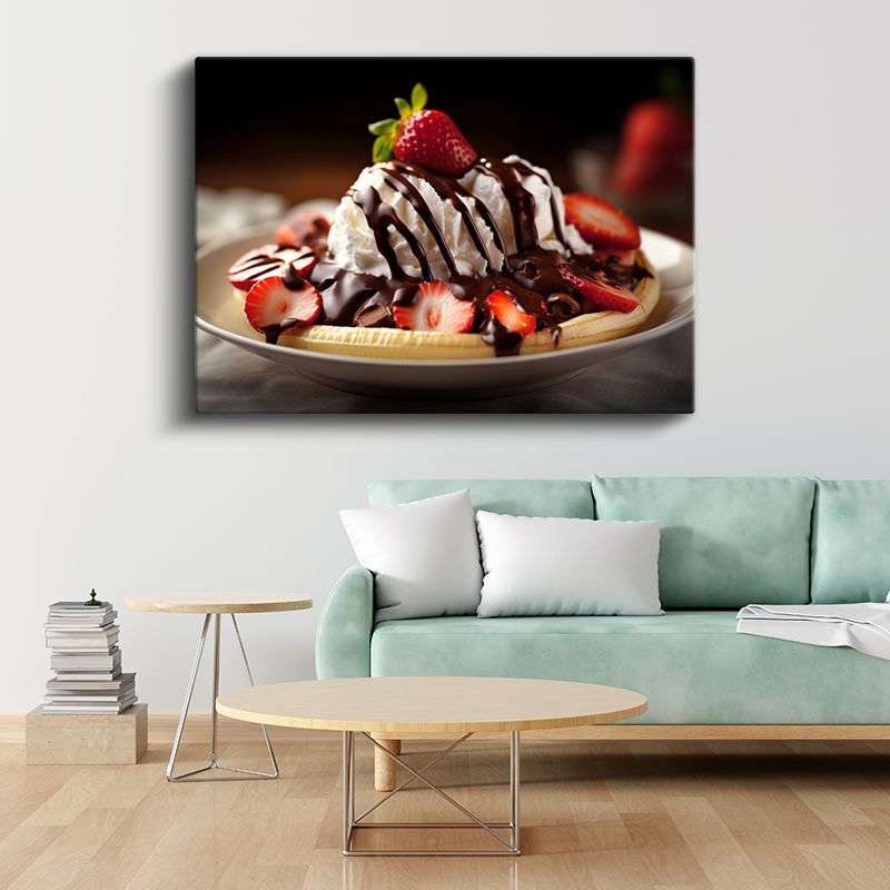 Dondurmalı Muz Split - Çilekli Çikolatalı Sos Kanvas Tablo