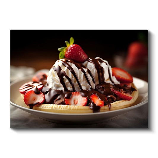 Dondurmalı Muz Split - Çilekli Çikolatalı Sos Kanvas Tablo
