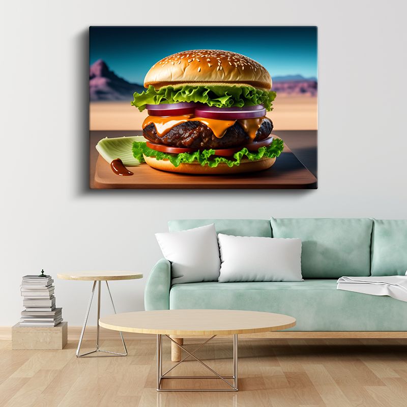 Klasik Cheeseburger - Taze Sebzeli Gurme Lezzet Kanvas Tablo