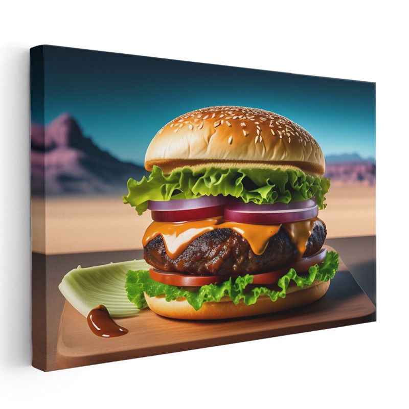 Klasik Cheeseburger - Taze Sebzeli Gurme Lezzet Kanvas Tablo