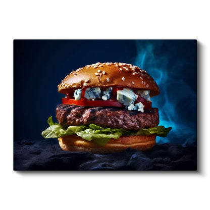 Rokfor Peynirli Burger - Özel Harmanlanmış Et Lezzeti Kanvas Tablo