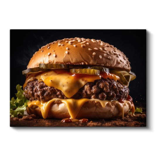 Eriyen Peynirli Burger - Özel Soslu Enfes Lezzet Kanvas Tablo