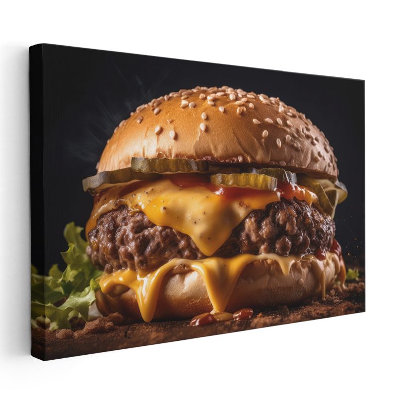 Eriyen Peynirli Burger - Özel Soslu Enfes Lezzet Kanvas Tablo