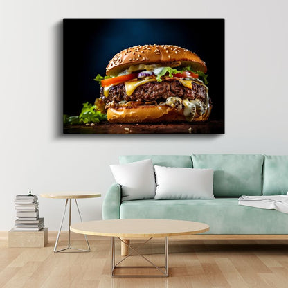 Gurme Burger - Taze Sebzeli Zengin Lezzet Kanvas Tablo