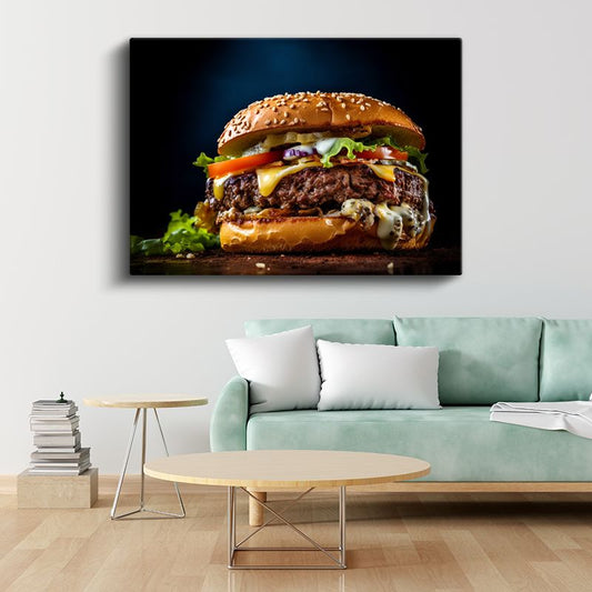 Gurme Burger - Taze Sebzeli Zengin Lezzet Kanvas Tablo