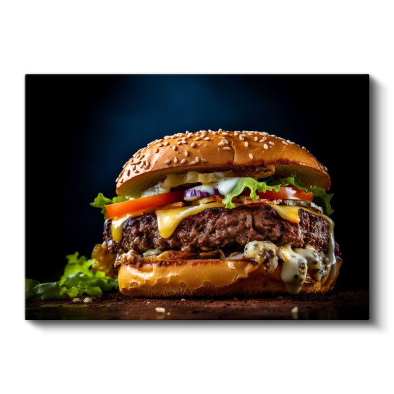 Gurme Burger - Taze Sebzeli Zengin Lezzet Kanvas Tablo