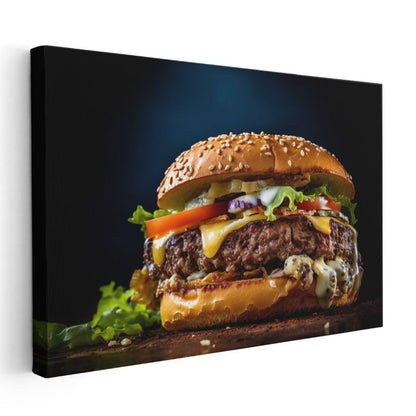 Gurme Burger - Taze Sebzeli Zengin Lezzet Kanvas Tablo