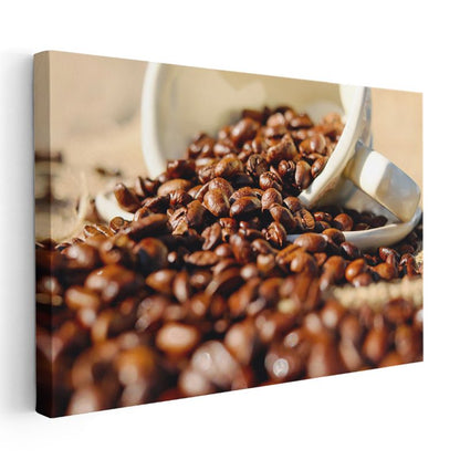Kahve Çekirdekleri - Fincan Taşan Aromalı Lezzet Kanvas Tablo
