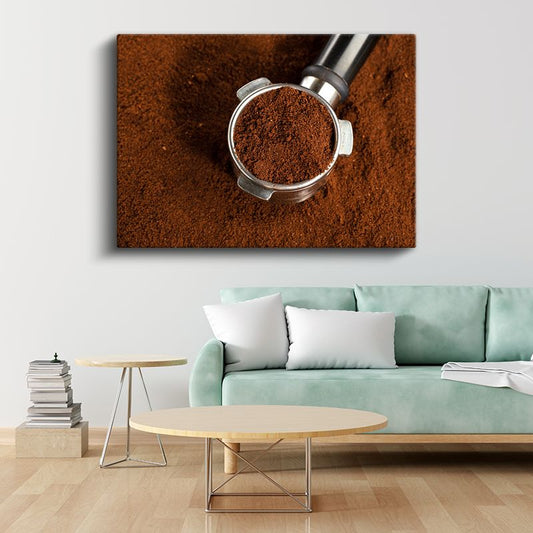 Öğütülmüş Kahve - Metal Ölçekte Yoğun Aroma Kanvas Tablo