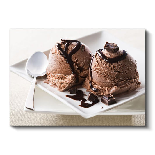 Çikolatalı Dondurma - Eriyen Sos ile Süslenmiş Toplar Kanvas Tablo