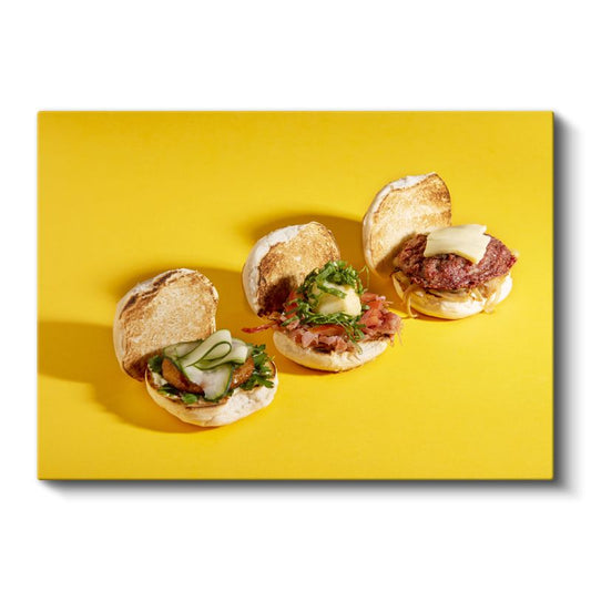 Mini Hamburgerler - Çeşitli Malzemeli Lezzetler Kanvas Tablo