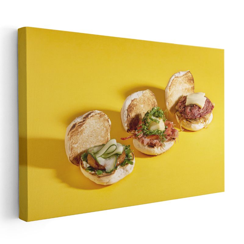 Mini Hamburgerler - Çeşitli Malzemeli Lezzetler Kanvas Tablo