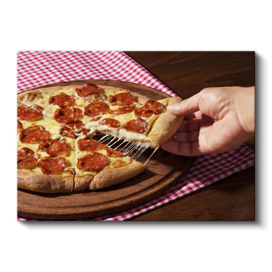 Pepperoni Pizza - Uzayan Peynirli Dilim Anı Kanvas Tablo