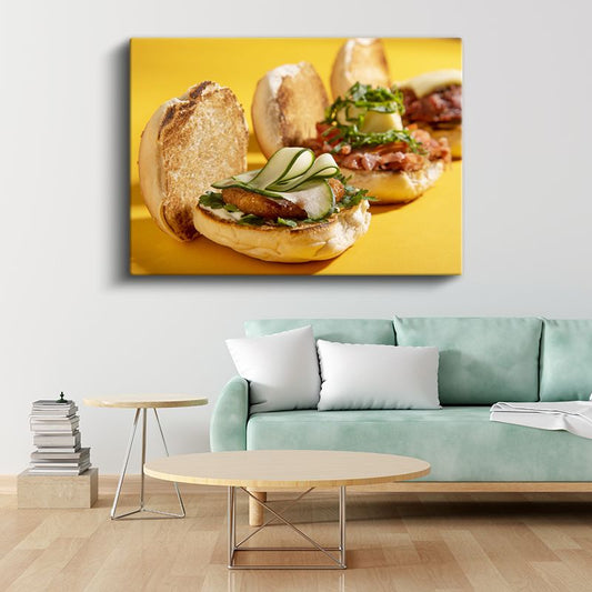 Gourmet Hamburgerler - Taze Sebzeli Mini Sandviçler Kanvas Tablo