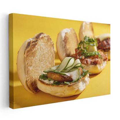 Gourmet Hamburgerler - Taze Sebzeli Mini Sandviçler Kanvas Tablo