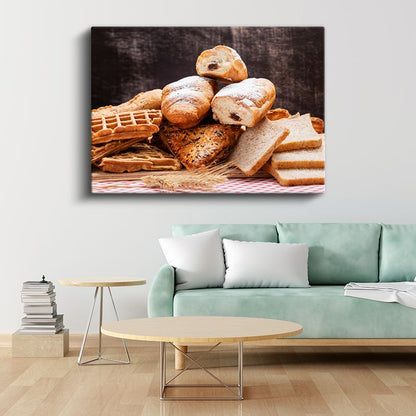 Fırın Ürünleri - Taze Ekmek ve Unlu Mamuller Koleksiyonu Kanvas Tablo